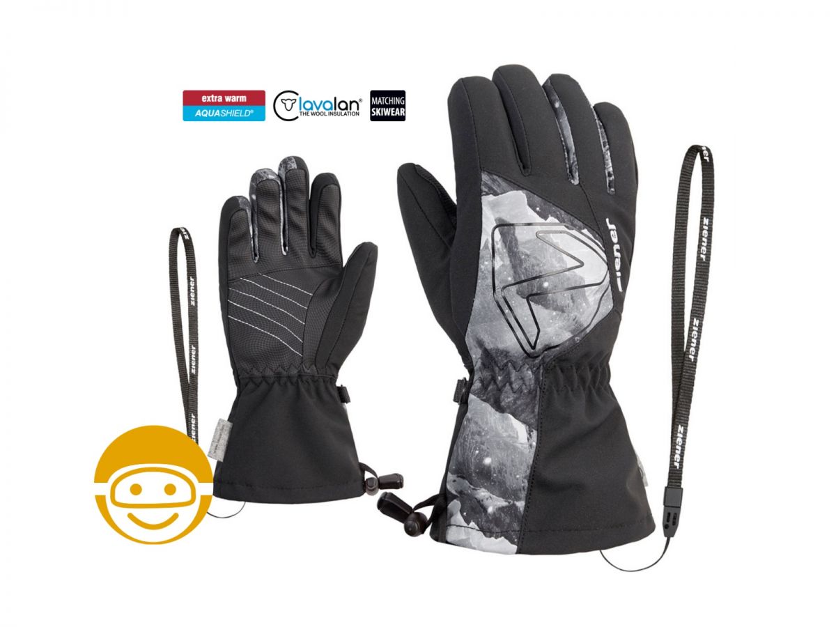 Ziener Laval AS AW 5 print Sport65 Shop Ski & Junior Handschuh, - Finger - black-grey/mountain Reisen