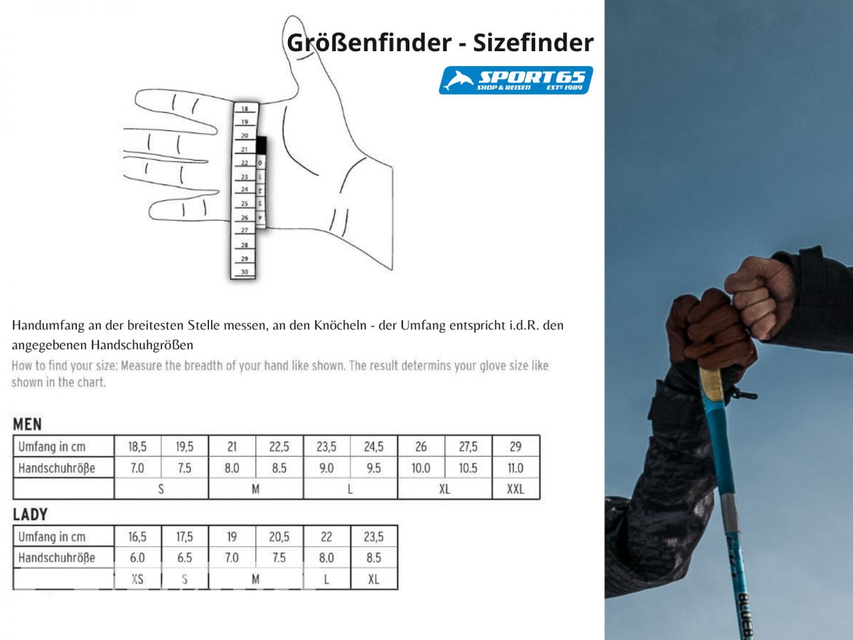 Ziener Laval AS AW 5 - Reisen Junior - glove, Ski Finger print & Sport65 black-grey/mountain Shop
